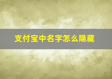 支付宝中名字怎么隐藏