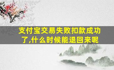 支付宝交易失败扣款成功了,什么时候能退回来呢