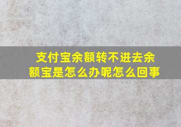 支付宝余额转不进去余额宝是怎么办呢怎么回事