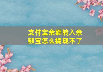 支付宝余额转入余额宝怎么提现不了