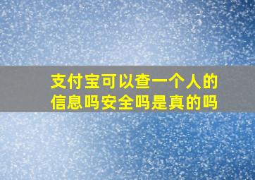 支付宝可以查一个人的信息吗安全吗是真的吗