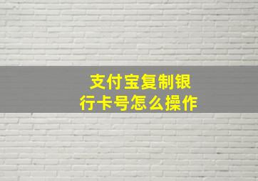 支付宝复制银行卡号怎么操作