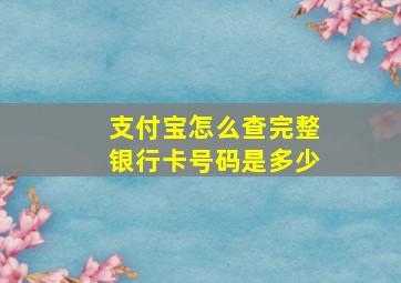 支付宝怎么查完整银行卡号码是多少