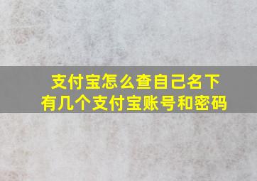 支付宝怎么查自己名下有几个支付宝账号和密码