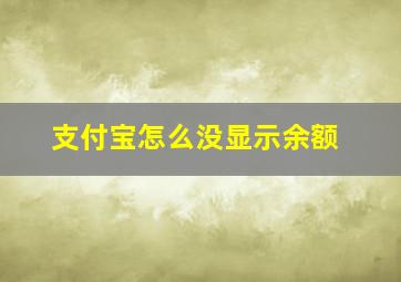 支付宝怎么没显示余额