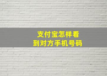 支付宝怎样看到对方手机号码