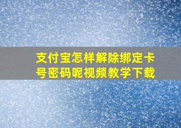 支付宝怎样解除绑定卡号密码呢视频教学下载