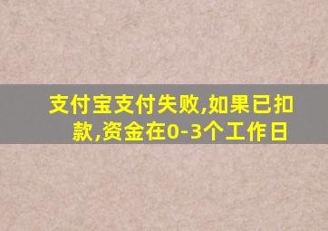 支付宝支付失败,如果已扣款,资金在0-3个工作日