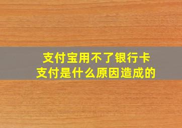 支付宝用不了银行卡支付是什么原因造成的