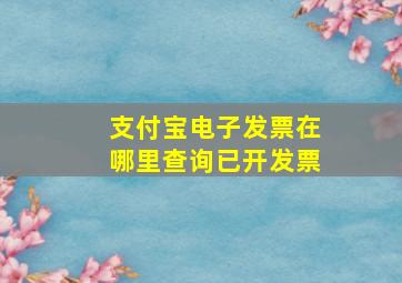 支付宝电子发票在哪里查询已开发票