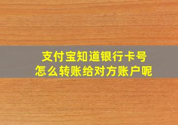 支付宝知道银行卡号怎么转账给对方账户呢