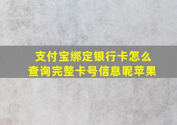 支付宝绑定银行卡怎么查询完整卡号信息呢苹果