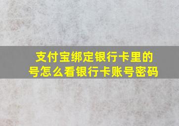 支付宝绑定银行卡里的号怎么看银行卡账号密码