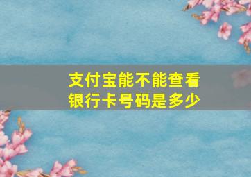 支付宝能不能查看银行卡号码是多少