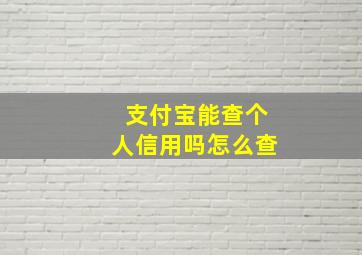 支付宝能查个人信用吗怎么查