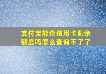 支付宝能查信用卡剩余额度吗怎么查询不了了