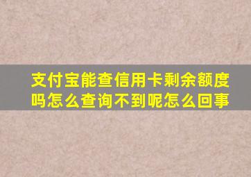 支付宝能查信用卡剩余额度吗怎么查询不到呢怎么回事