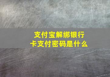 支付宝解绑银行卡支付密码是什么