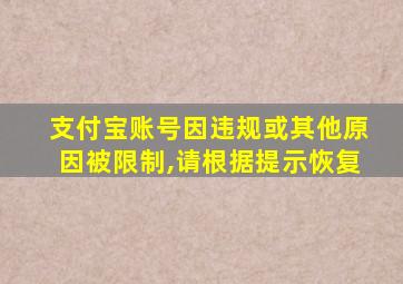 支付宝账号因违规或其他原因被限制,请根据提示恢复