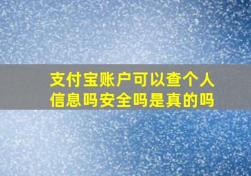 支付宝账户可以查个人信息吗安全吗是真的吗