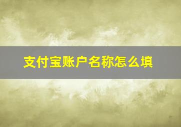 支付宝账户名称怎么填