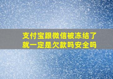 支付宝跟微信被冻结了就一定是欠款吗安全吗