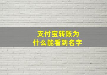 支付宝转账为什么能看到名字