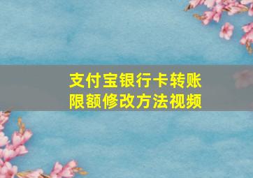 支付宝银行卡转账限额修改方法视频