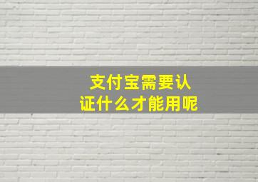 支付宝需要认证什么才能用呢