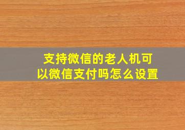 支持微信的老人机可以微信支付吗怎么设置