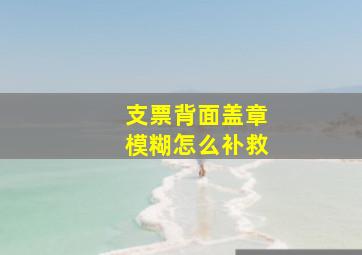 支票背面盖章模糊怎么补救