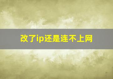 改了ip还是连不上网