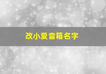 改小爱音箱名字