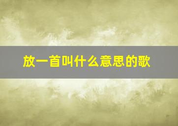 放一首叫什么意思的歌