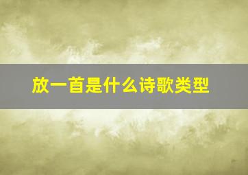 放一首是什么诗歌类型