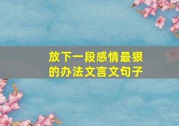 放下一段感情最狠的办法文言文句子