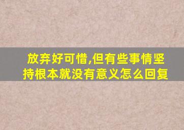 放弃好可惜,但有些事情坚持根本就没有意义怎么回复