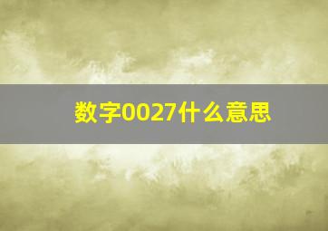 数字0027什么意思