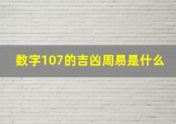 数字107的吉凶周易是什么