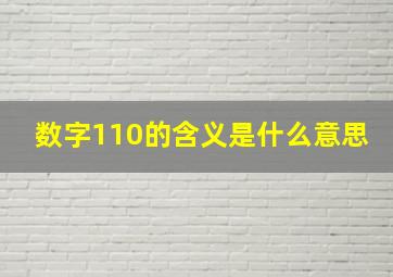 数字110的含义是什么意思