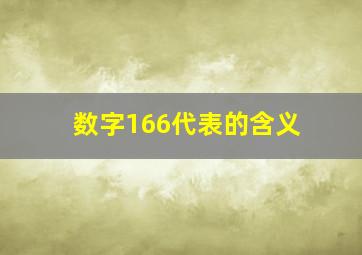 数字166代表的含义