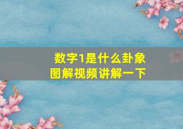 数字1是什么卦象图解视频讲解一下