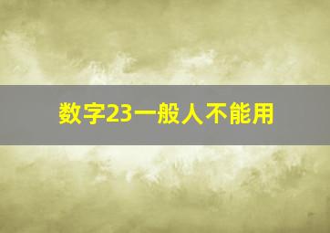 数字23一般人不能用