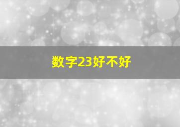 数字23好不好