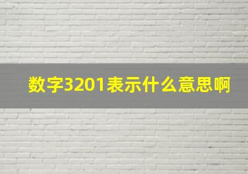 数字3201表示什么意思啊