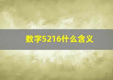 数字5216什么含义