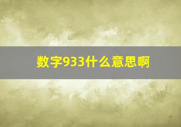 数字933什么意思啊