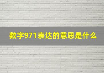 数字971表达的意思是什么