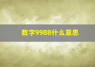 数字9988什么意思