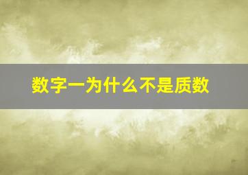 数字一为什么不是质数